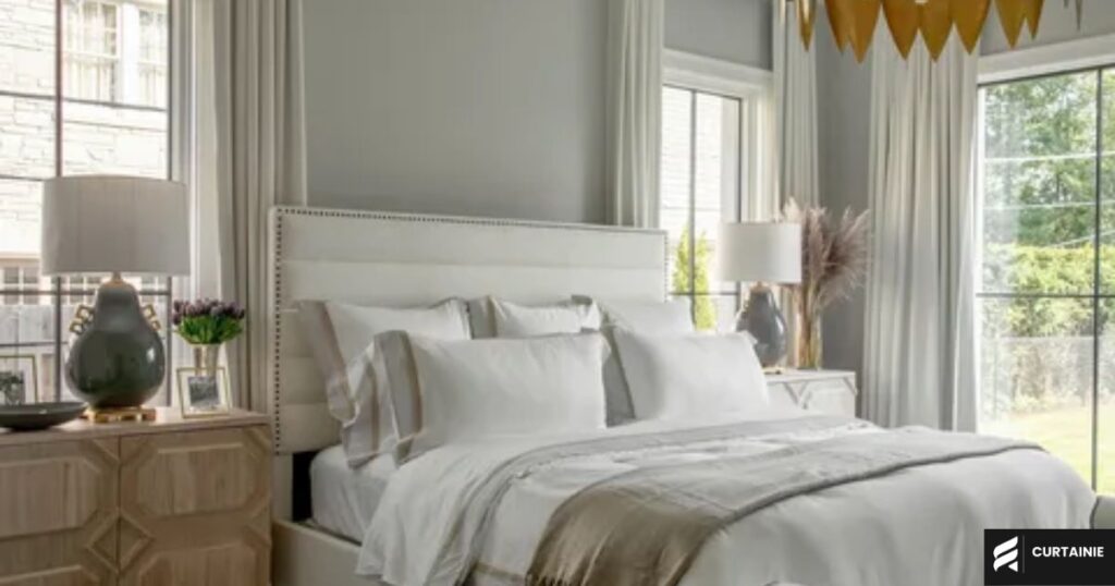 what color curtains go with a grey and white bedroom