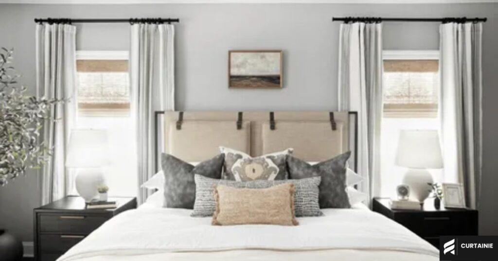 what color curtains go with a grey and white bedroom