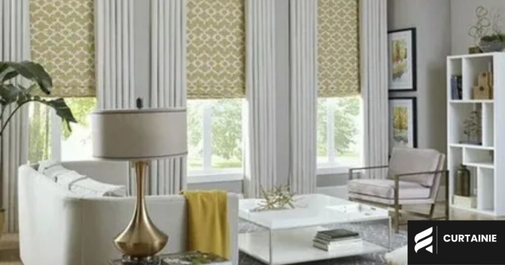 layered look roman shades and curtains