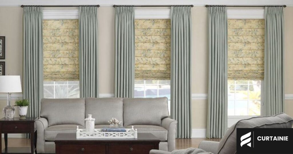 layered look roman shades and curtains