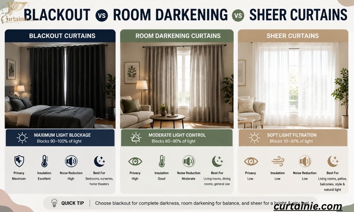 Blackout vs Room Darkening vs Sheer Curtains