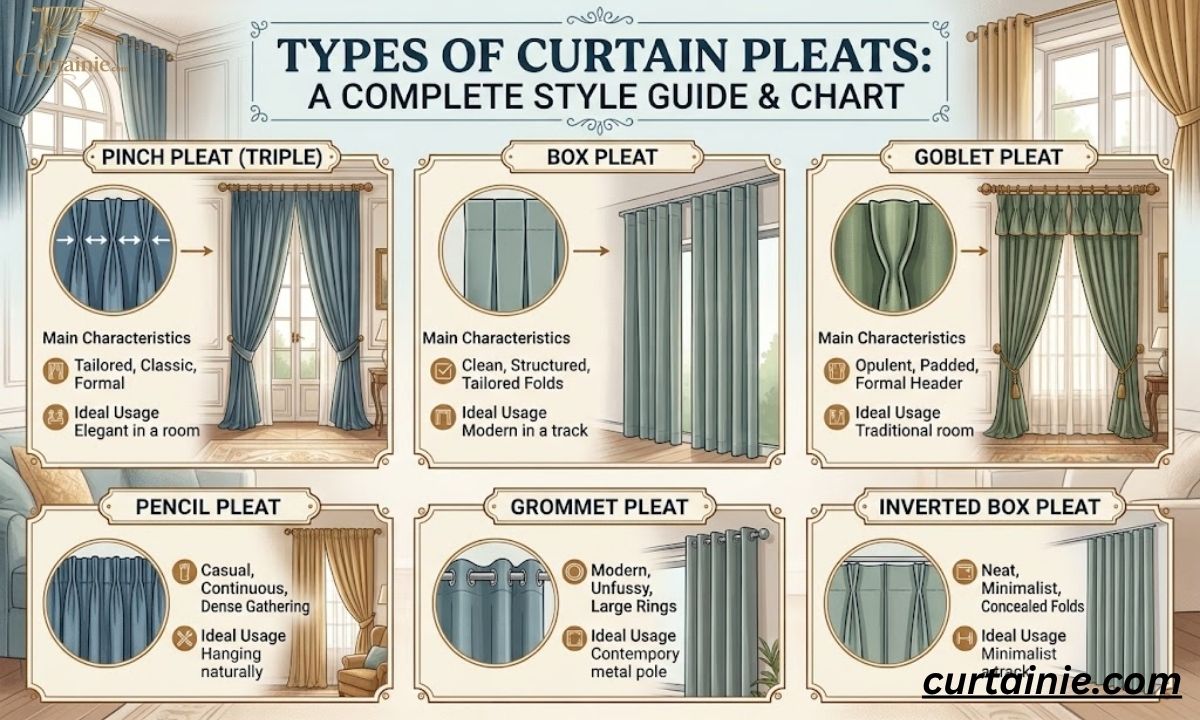 Types of Curtain Pleats: A Complete Style Guide & Chart