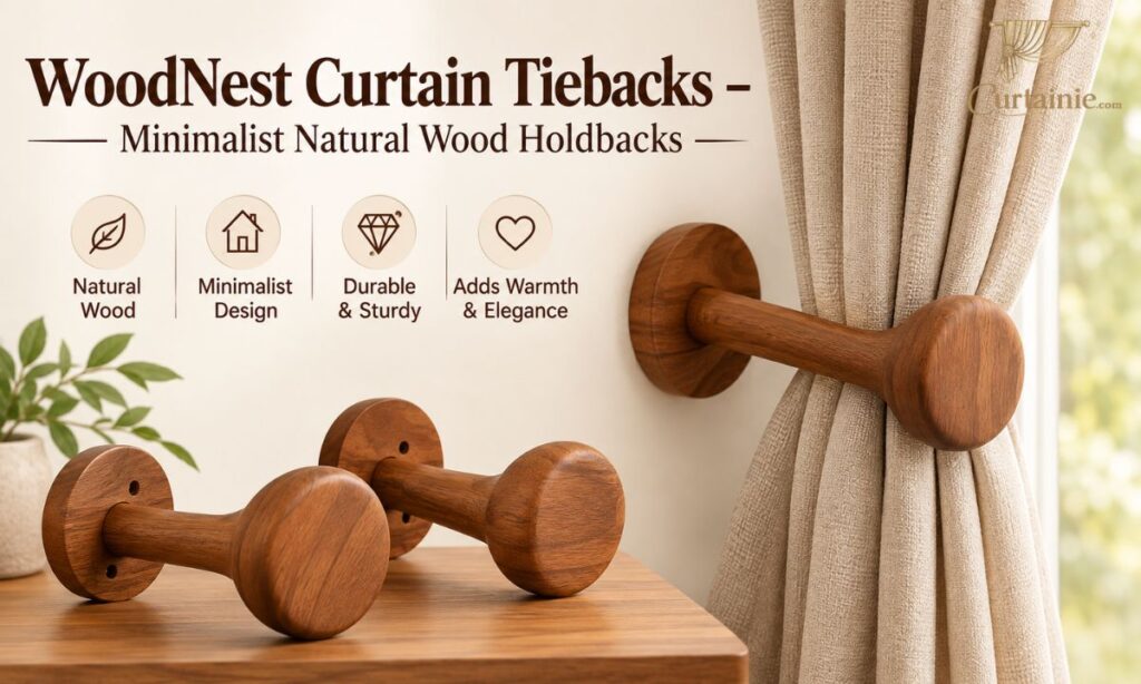 WoodNest Curtain Tiebacks – Minimalist Natural Wood Holdbacks