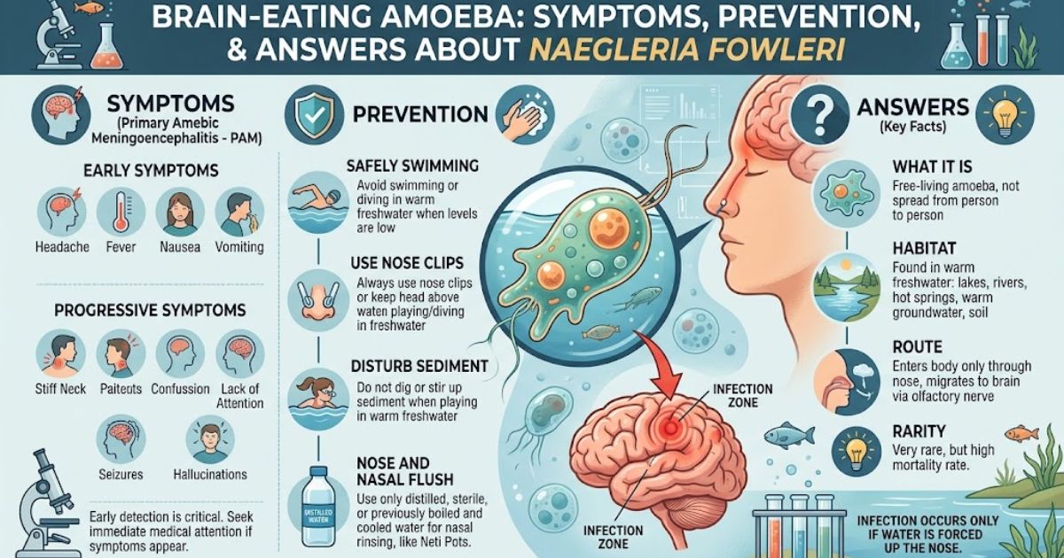 Brain-Eating Amoeba: Symptoms, Prevention, and Answers About Naegleria fowleri